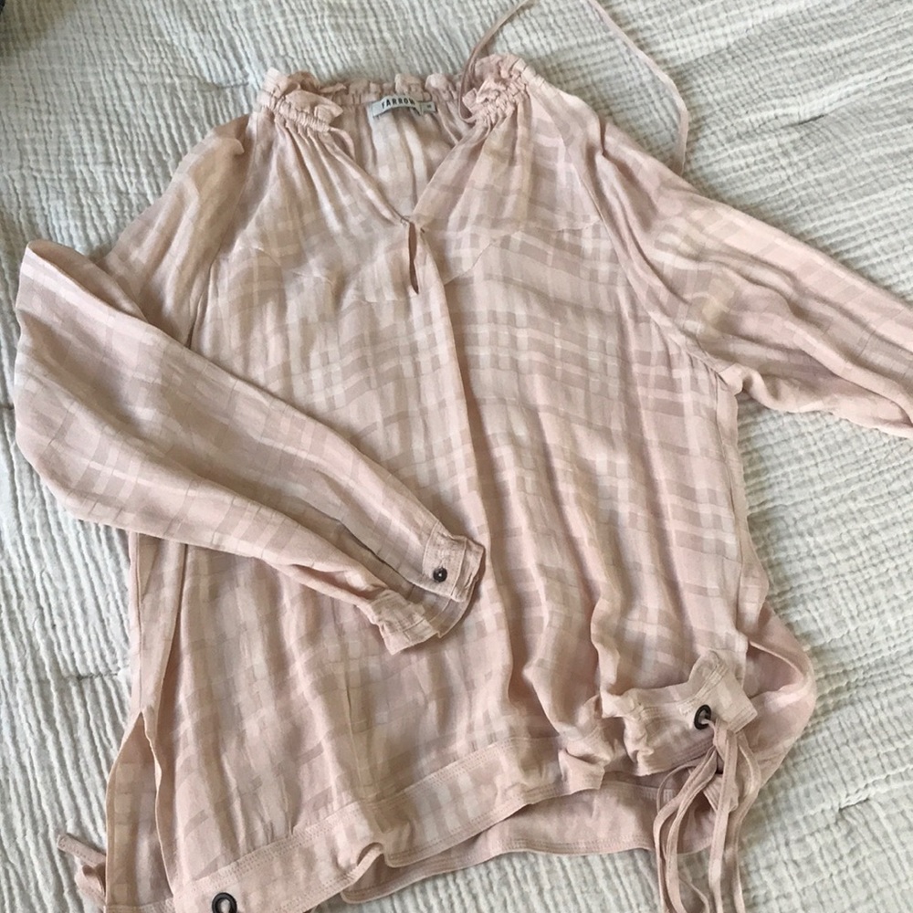 Farrow blush blouse with ruffled collar